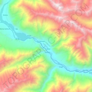 Carte topographique Gilgit River, altitude, relief