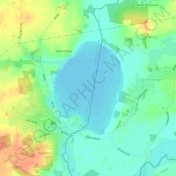 Carte topographique Klejtrup Sø, altitude, relief