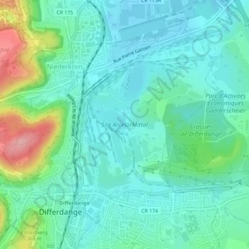 Carte topographique Site ArcelorMittal, altitude, relief