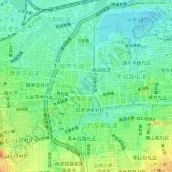 Carte topographique 制锦市街道, altitude, relief