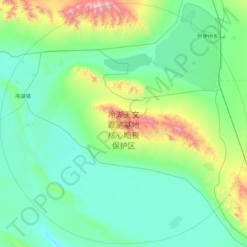 Carte topographique 冷湖天文观测基地核心暗夜保护区, altitude, relief