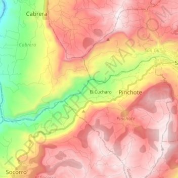 Carte topographique Río Fonce, altitude, relief