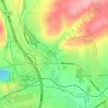 Carte topographique Brior's Pond, altitude, relief