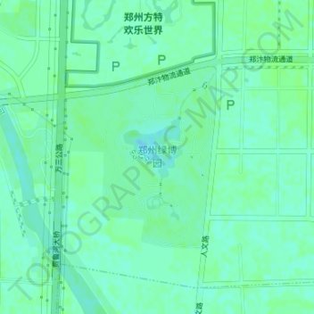 Carte topographique 郑州绿博园, altitude, relief