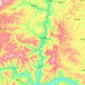 Carte topographique 西汉水, altitude, relief