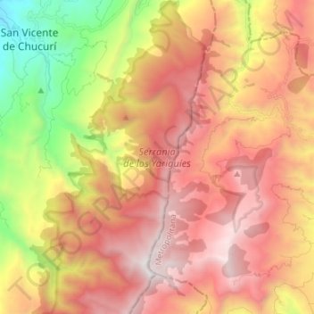 Carte topographique Serranía de los Yariguíes, altitude, relief