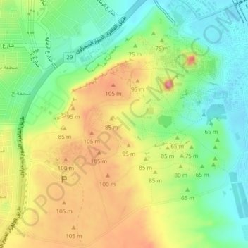 Carte topographique Nécropole de Gizeh, altitude, relief