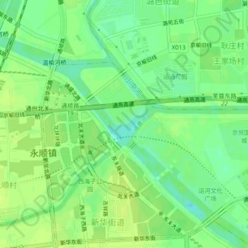Carte topographique 通惠河, altitude, relief