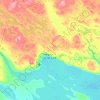 Carte topographique ᖃᒪᓂᑦᑐᐊᖅ Baker Lake, altitude, relief