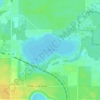 Carte topographique Lake Bonnett, altitude, relief