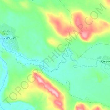 Carte topographique Тоора-Хем, altitude, relief