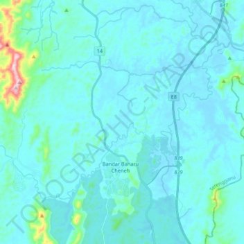 Carte topographique Sungai Cerul, altitude, relief
