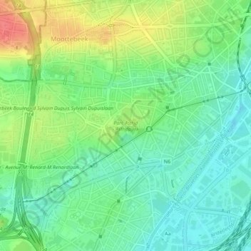 Carte topographique Parc Astrid, altitude, relief