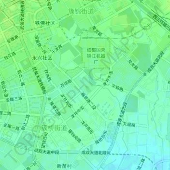 Carte topographique 簇锦公园, altitude, relief