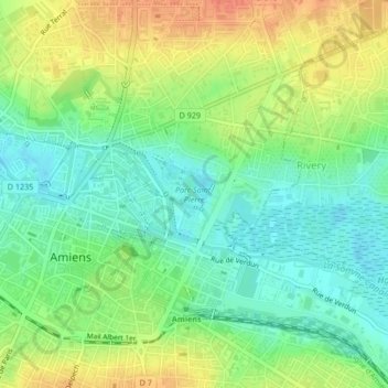 Carte topographique Parc Saint-Pierre, altitude, relief