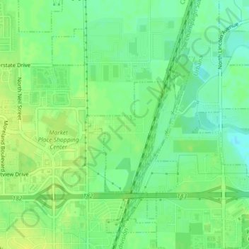 Carte topographique Wilbur Heights, altitude, relief