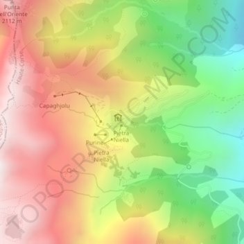 Carte topographique Refuge d'E Capanelle, altitude, relief