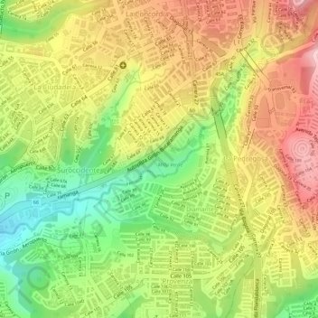 Carte topographique Quebrada La Iglesia, altitude, relief