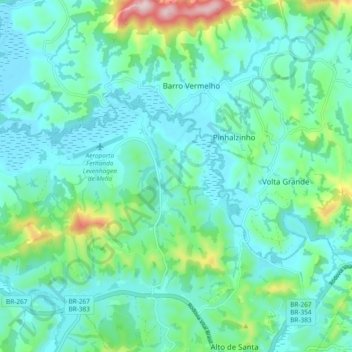 Carte topographique Rio Baependi, altitude, relief