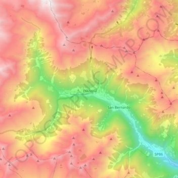 Carte topographique Val di Rabbi, altitude, relief