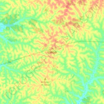 Carte topographique Daloa, altitude, relief