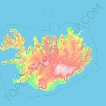 Carte topographique Islande, altitude, relief