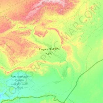 Carte topographique Province de Zagora, altitude, relief