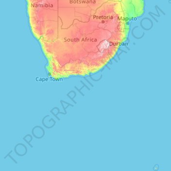 Carte topographique Afrique du Sud, altitude, relief